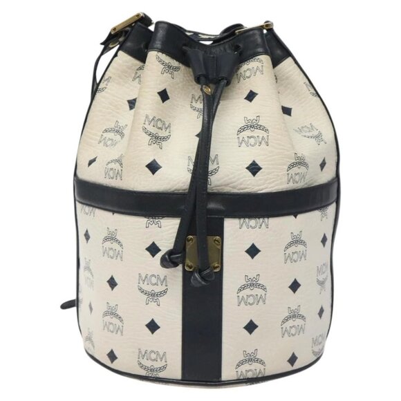 MCM Vicetos Logogram Shoulder Bag PVC Leather White Auth 114486 - Picture 2 of 16